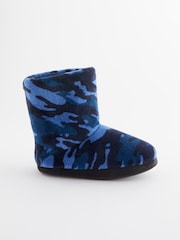 Navy Camo Warm Lined Slipper Boots - Image 2 of 5