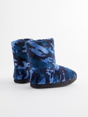 Navy Camo Warm Lined Slipper Boots - Image 3 of 5