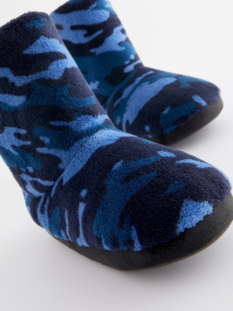 Navy Camo Warm Lined Slipper Boots - Image 5 of 5