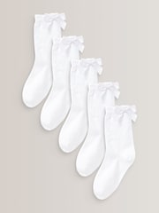 Weiß - 5er Packung Knöchelsocken aus Baumwolle mit Schleife​​​​​​​ - Bild 1 von 2