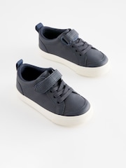 Navy Blue Standard Fit (F) Touch Fastening Elastic Lace Shoes - Image 1 of 5