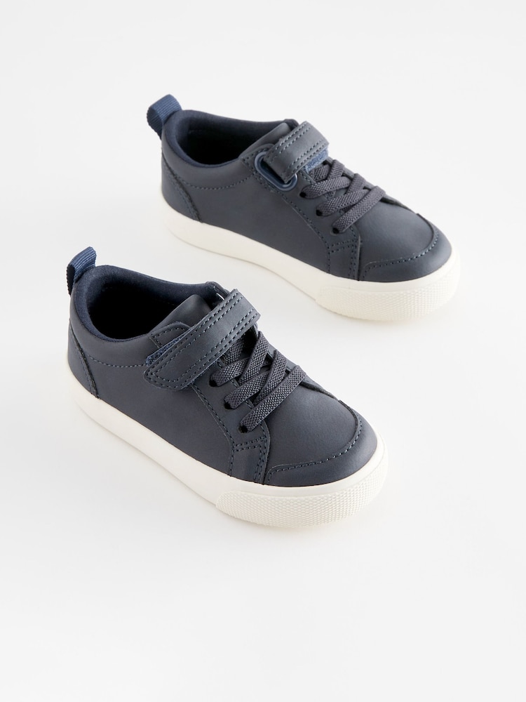 Navy Blue Standard Fit (F) Touch Fastening Elastic Lace Shoes - Image 1 of 5