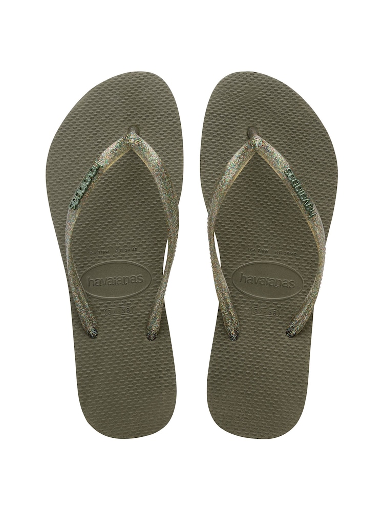 Havaianas Slim Logo Metallic Flip Flops - Image 1 of 5