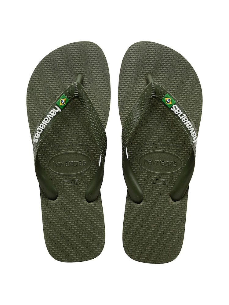 Зеленый - Шлепанцы с логотипом Havaianas Brasil - Изображение 1 из 8
