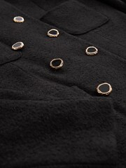 Black Collarless Bouclé Coat - Image 3 of 4