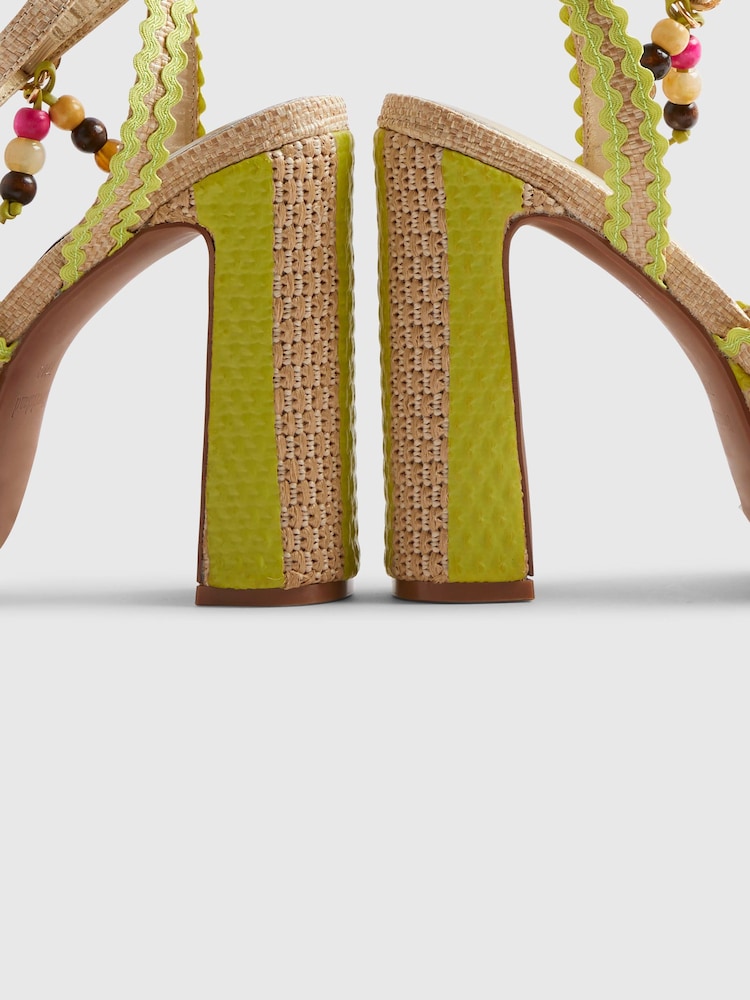 River Island Yellow Raffia Flower Platform Heeled Sanadals - Image 6 of 6 River Island Yellow Raffia Flower Platform Heeled Sanadals - Image 6 of 6