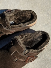 Birkenstock Brown Boston Shearling Suede Clogs - Image 5 of 6