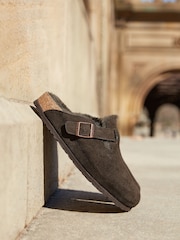 Birkenstock Brown Boston Shearling Suede Clogs - Image 6 of 6