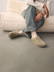 Birkenstock Khaki Boston Suede Clogs - Image 4 of 11