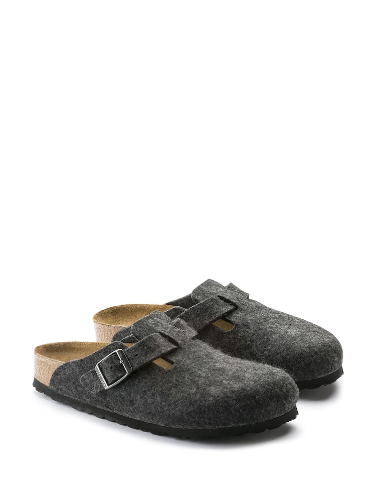 Birkenstock Grey Boston Wooly Clogs - Image 3 of 5