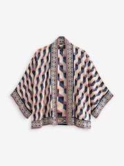 Ecru/Navy Short Kimono Cover-Up - Image 5 of 6