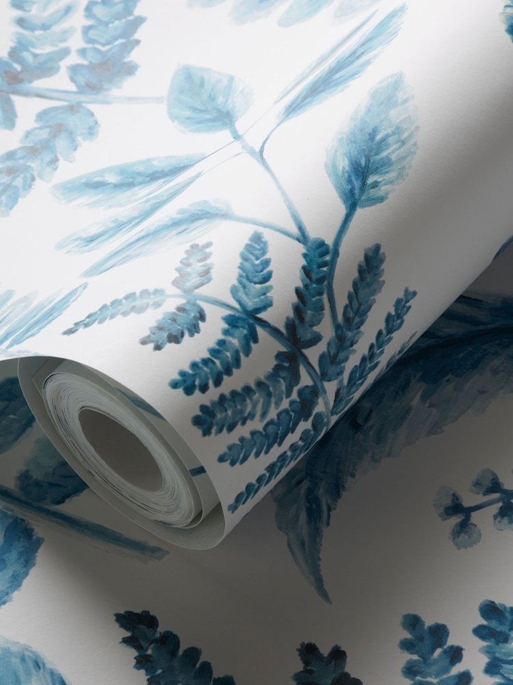 Clarke and Clarke Blue Bracken 10.05M Wallpaper - Image 2 of 2