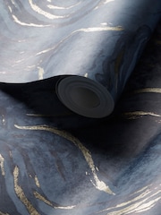 Clarke and Clarke Blue Lavico 10.05M Wallpaper - Image 2 of 2