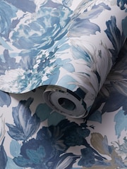 Clarke and Clarke Blue Lilium 10.05M Wallpaper - Image 2 of 2