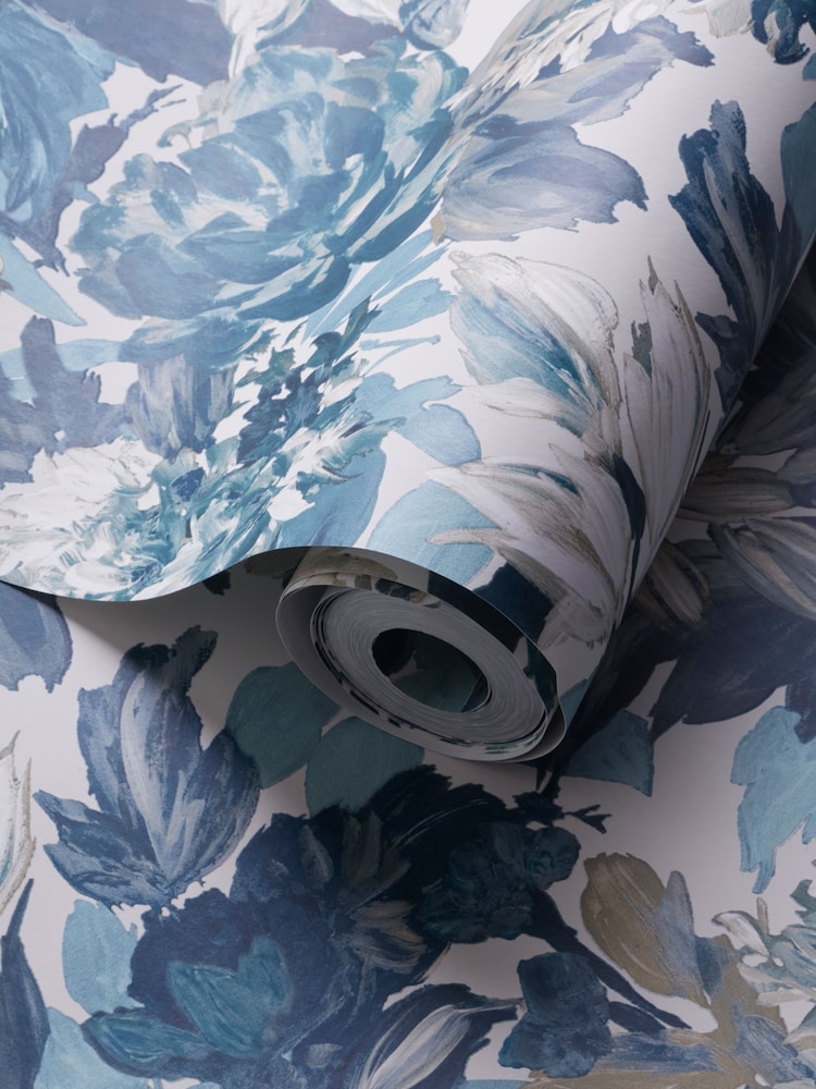 Clarke and Clarke Blue Lilium 10.05M Wallpaper - Image 2 of 2