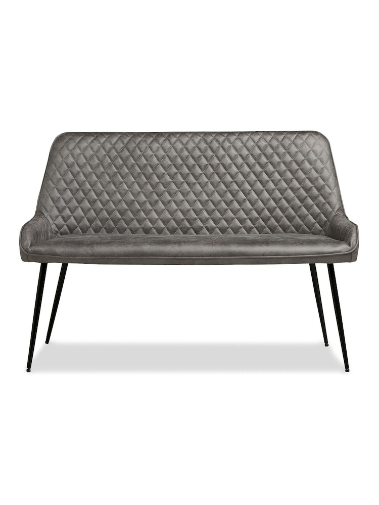 Monza Faux Leather Dark Grey Hamilton Quilted Dining Bench - Image 1 of 6