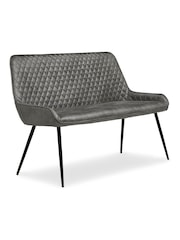 Monza Faux Leather Dark Grey Hamilton Quilted Dining Bench - Image 2 of 6