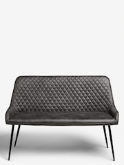 Monza Faux Leather Dark Grey Hamilton Quilted Dining Bench - Image 3 of 6