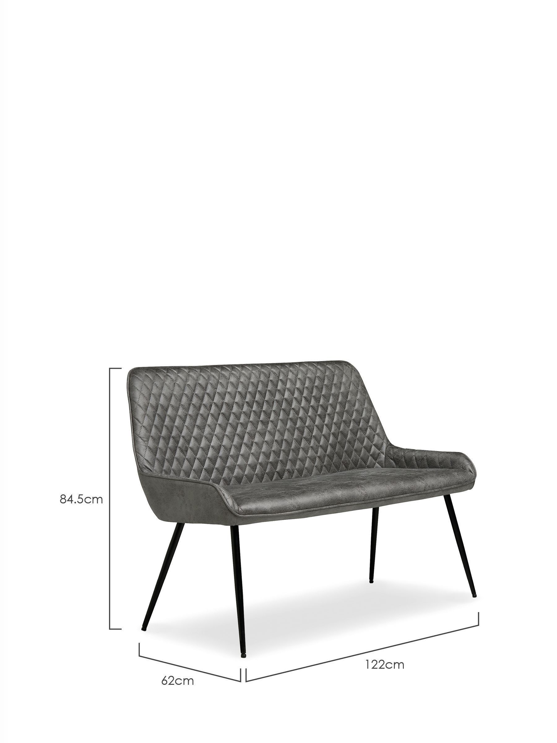Buy Monza Faux Leather Dark Grey Hamilton Quilted Dining Bench from the Next UK online shop