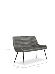 Monza Faux Leather Dark Grey Hamilton Quilted Dining Bench - Image 5 of 6