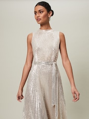 Phase Eight Cream Simara Sequin Maxi Dress - Image 3 of 6