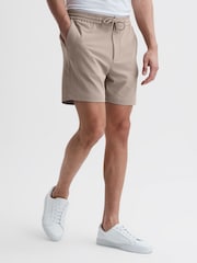 Reiss Mink Newmark Textured Drawstring Shorts - Image 2 of 4