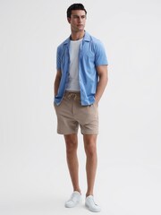 Reiss Mink Newmark Textured Drawstring Shorts - Image 4 of 4