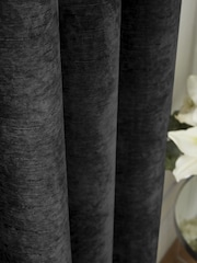 Hyperion Black Selene Luxury Chenille Weighted Thermal Lined Eyelet Curtains - Image 3 of 4