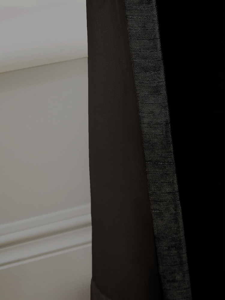 Hyperion Black Selene Luxury Chenille Weighted Thermal Lined Eyelet Curtains - Image 4 of 4