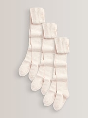 Oatmeal Regular Length 3 Pack Cotton Rich School Tights - Image 1 of 1