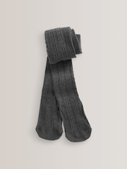 Black/Charcoal Grey/Navy Blue/Cream Cotton Rich Cable TIghts 4 Pack - Image 2 of 5