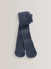 Black/Charcoal Grey/Navy Blue/Cream Cotton Rich Cable TIghts 4 Pack - Image 4 of 5