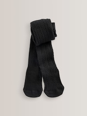 Black/Charcoal Grey/Navy Blue/Cream Cotton Rich Cable TIghts 4 Pack - Image 5 of 5