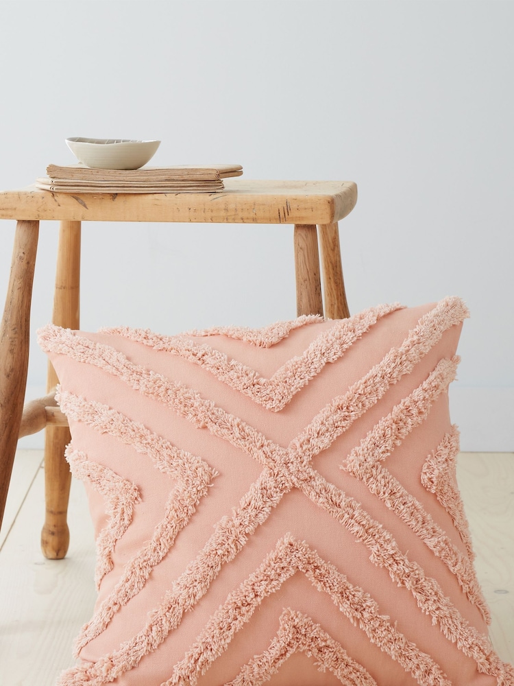 Pineapple Elephant Pink Diamond Tufted Cotton Cushion - Image 1 of 3