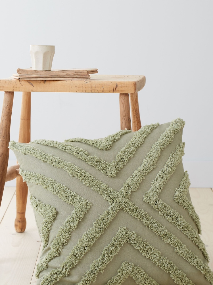 Pineapple Elephant Green Diamond Tufted Cotton Cushion - Image 1 of 3