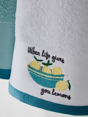 White Make Lemonade 100% Cotton Towels 4 Pack - Image 2 of 4