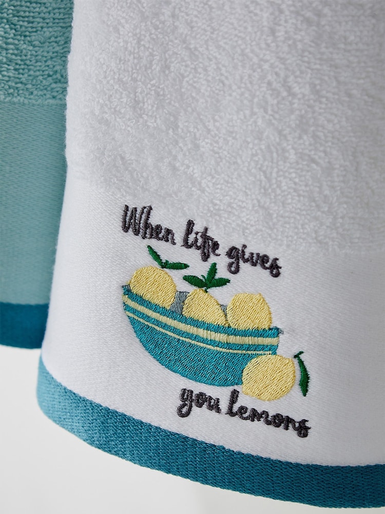 White Make Lemonade 100% Cotton Towels 4 Pack - Image 2 of 4
