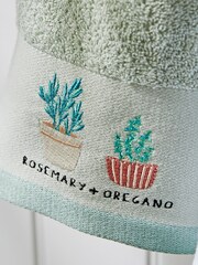 White Mixed Herbs 100% Cotton Towels - Image 3 of 4