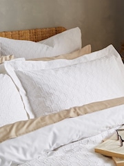 Bianca Set of 2 White Waffle 100% Cotton Circle Oxford Pillowcases - Image 1 of 2