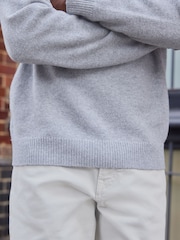Светло-серый - Стандартный крой 100% Lambswool Premium джемпер - Image 8 of 11