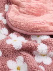 Pink Flower Fleece Baby Blanket - Image 2 of 3