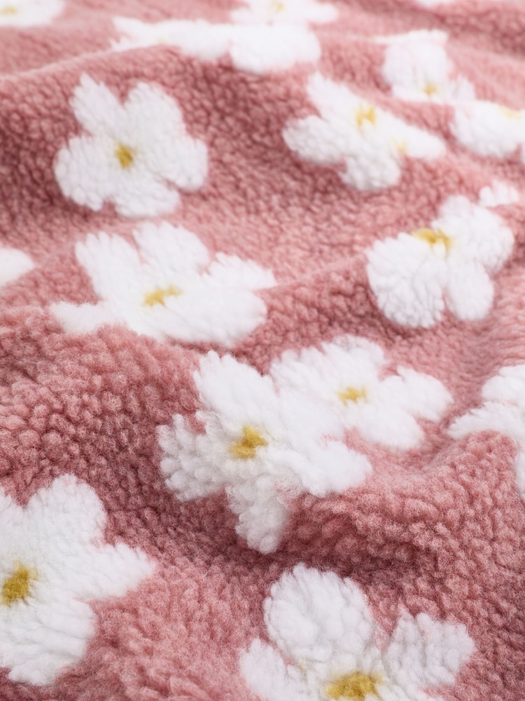 Pink Flower Fleece Baby Blanket - Image 3 of 3 Pink Flower Fleece Baby Blanket - Image 3 of 3