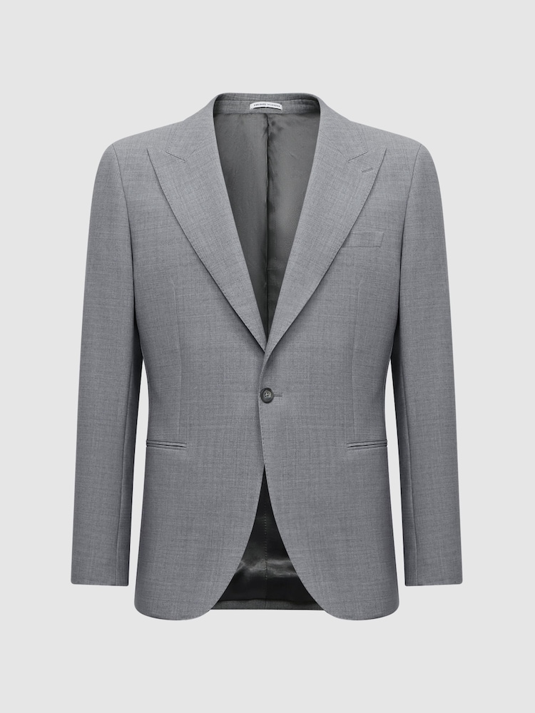 Reiss Soft Grey Arrow Slim Fit Single Breasted Wool Blend Blazer - Image 2 of 6