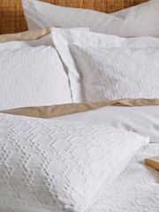 Bianca White Waffle 100% Cotton Circle Duvet Cover and Pillowcase Set - Image 3 of 4