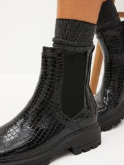 Black Croc Effect Regular/Wide Fit Forever Comfort® Pull-On Chelsea Ankle Boots - Image 2 of 8