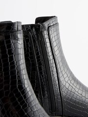 Black Croc Effect Regular/Wide Fit Forever Comfort® Pull-On Chelsea Ankle Boots - Image 6 of 8