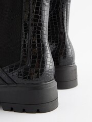 Black Croc Effect Regular/Wide Fit Forever Comfort® Pull-On Chelsea Ankle Boots - Image 7 of 8
