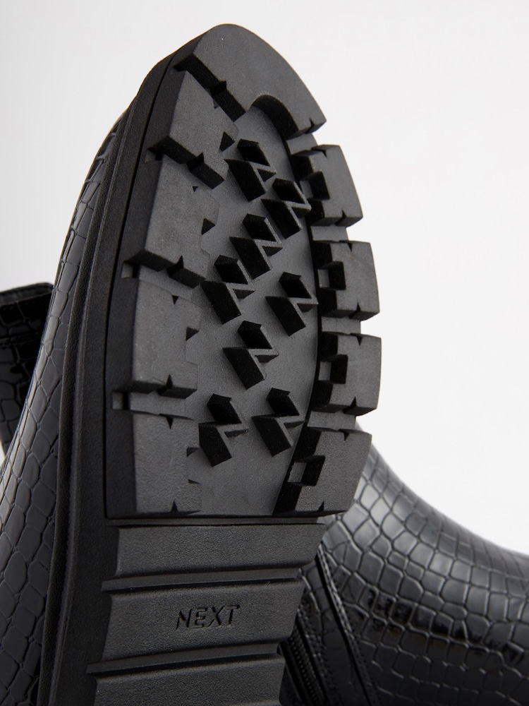 Black Croc Effect Regular/Wide Fit Forever Comfort® Pull-On Chelsea Ankle Boots - Image 8 of 8