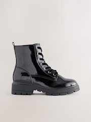 Black Textured Patent - Forever Comfort® Lace-Up Boots - Image 3 of 7