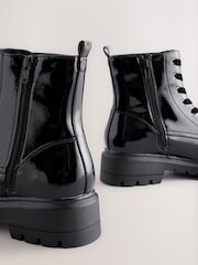 Black Textured Patent - Forever Comfort® Lace-Up Boots - Image 6 of 7